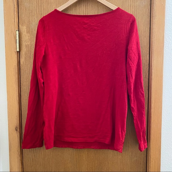 LOFT • Red Lace Front Long-Sleeve Top - Size M - Picture 5 of 13